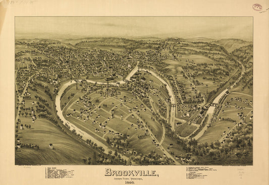 Brookville, Jefferson County, Pennsylvania 1895. (1895) – Historic Bird’s-Eye View Panorama Print