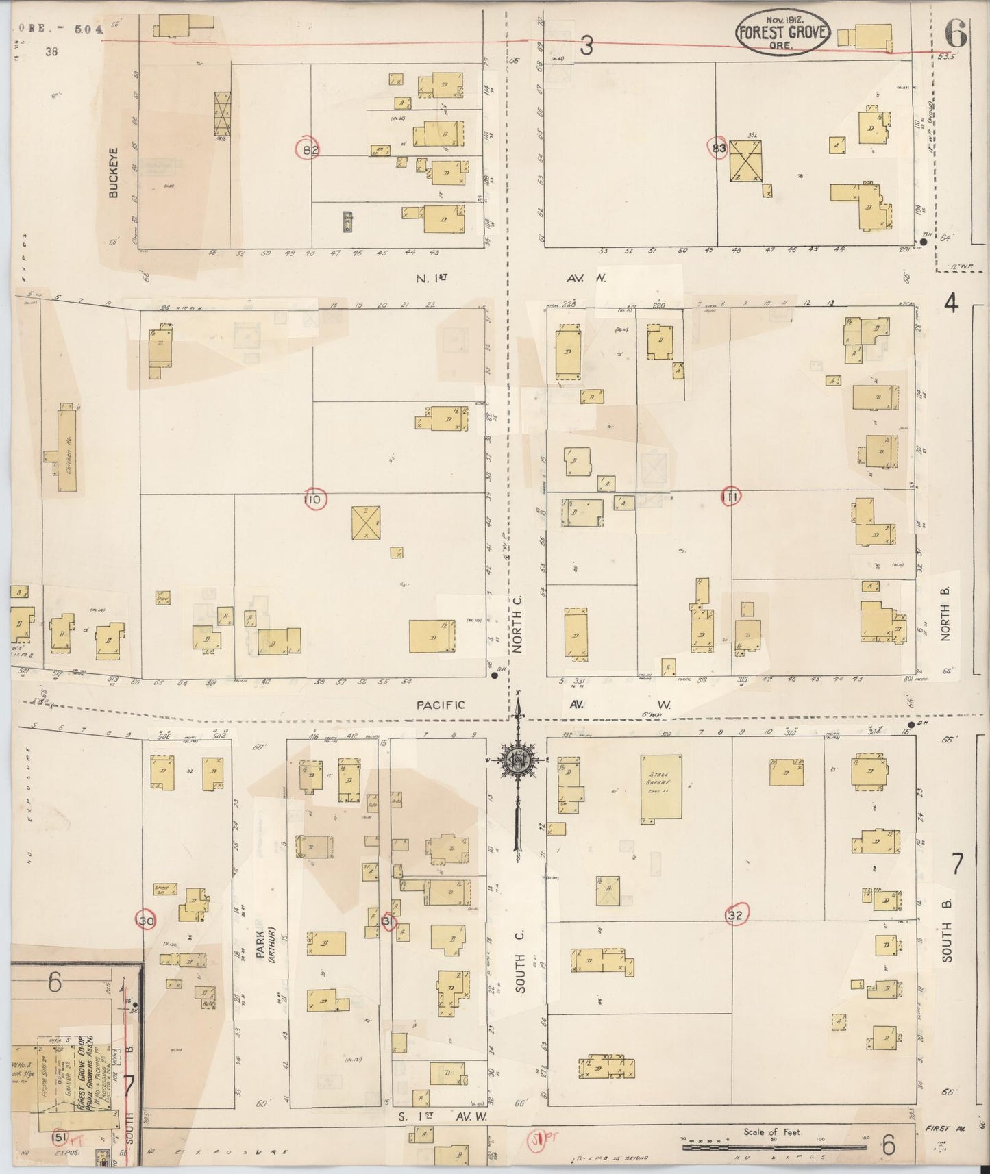 Sanborn Fire Insurance Map from Forest Grove, Washington County, Oregon (1939), Sheet #0006 - Complete Map Set gallery image, historic Sanborn map, vintage wall art, Oregon Oregon