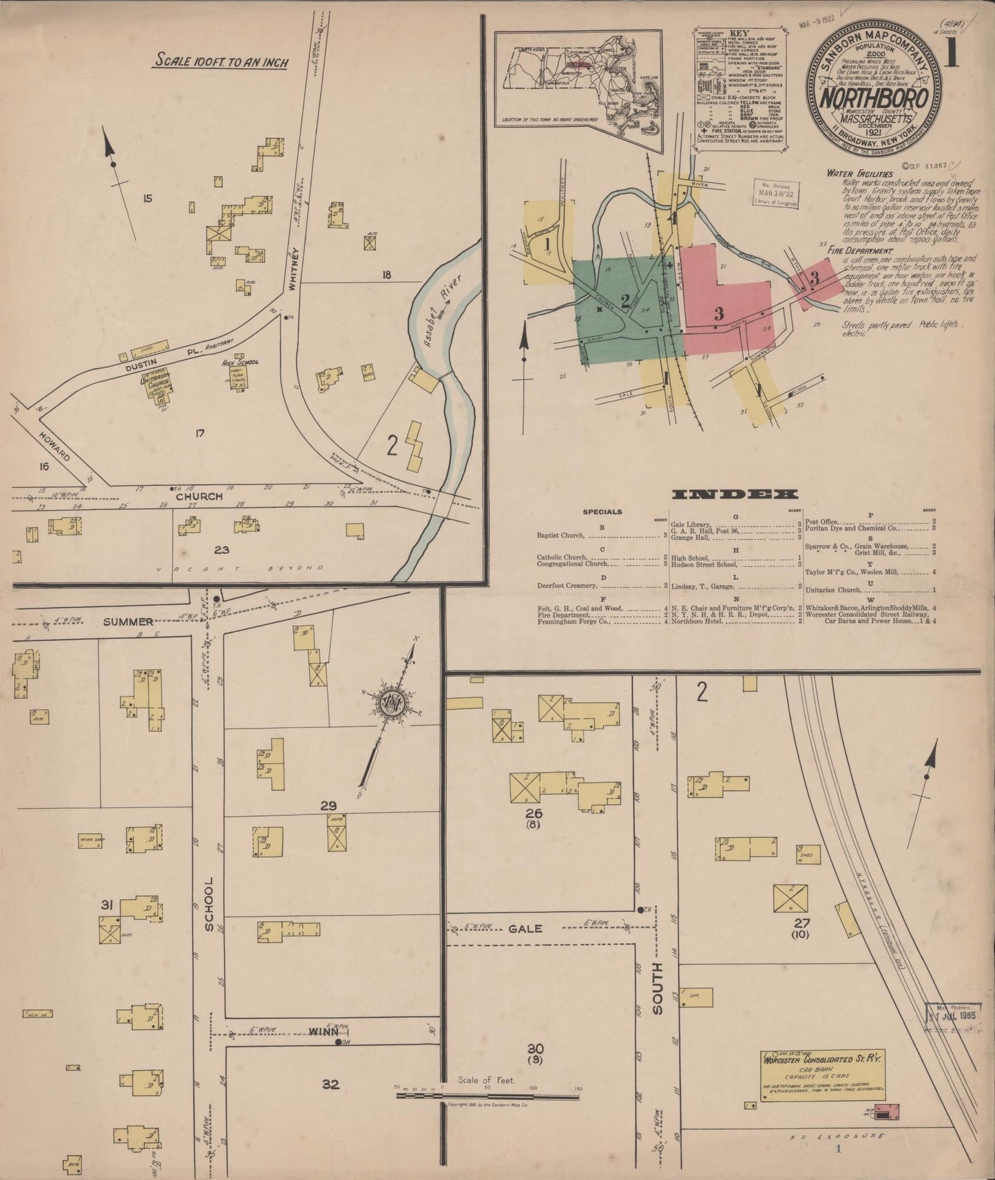 Sanborn Fire Insurance Map from Northboro, Worcester County, Massachusetts (1921), Sheet #0001 - Complete Map Set gallery image, historic Sanborn map, vintage wall art, Massachusetts Massachusetts
