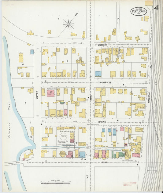 Sanborn Fire Insurance Map from Port Jervis, Orange County, New York (1900), Sheet #0004 - Historic Sanborn Fire Insurance Map Print, vintage old map wall art, antique decor, genealogy gift, New York New York map