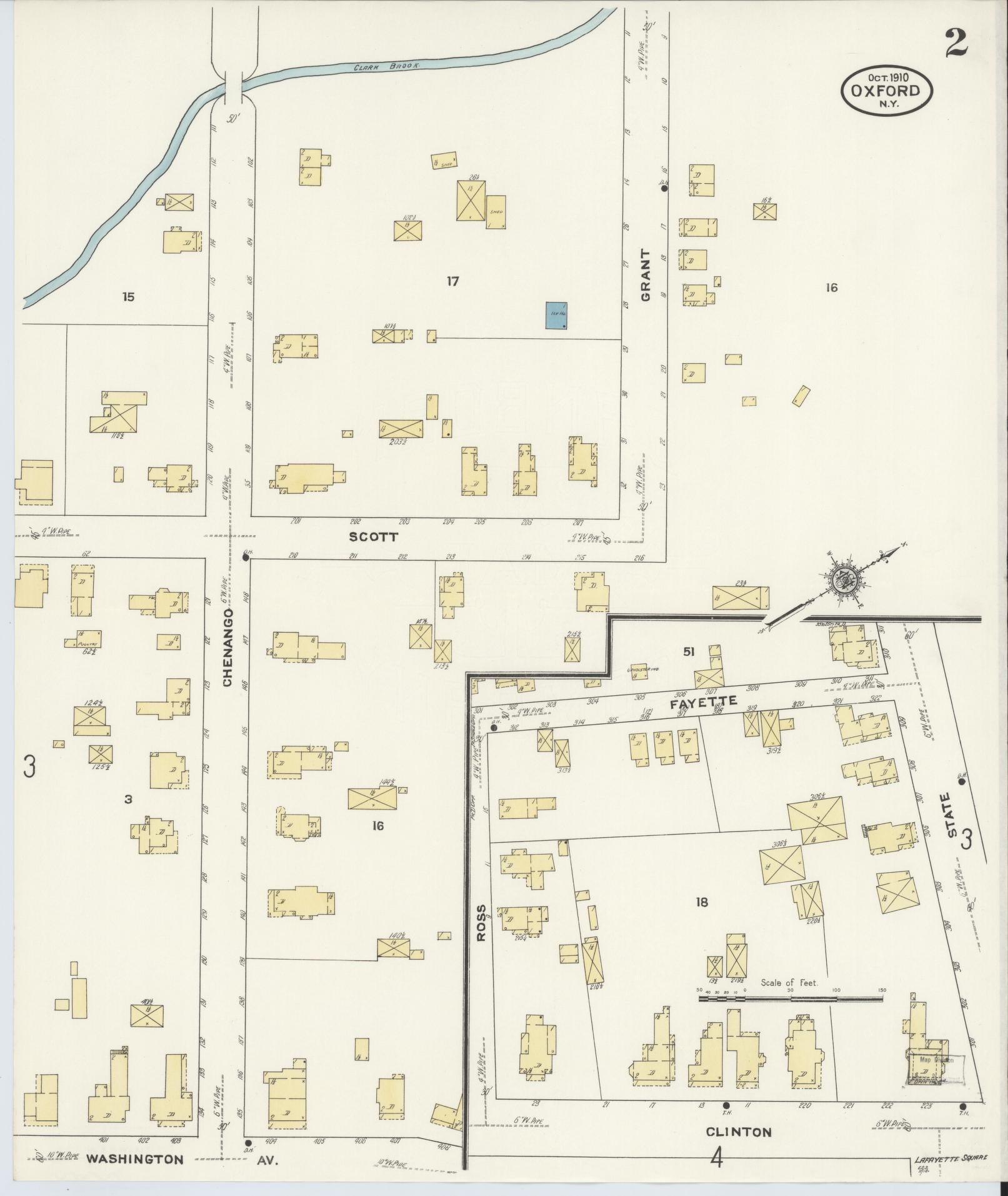 Sanborn Fire Insurance Map from Oxford, Chenango County, New York (1910), Sheet #0002 - Complete Map Set gallery image, historic Sanborn map, vintage wall art, New York New York
