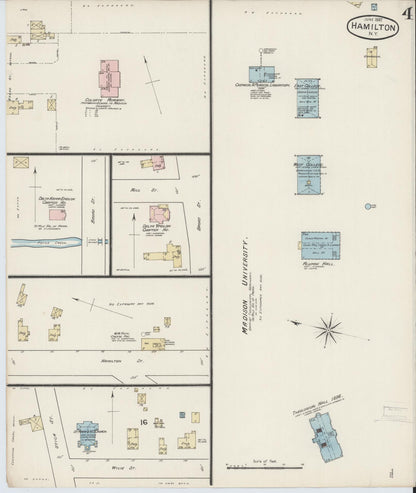 Sanborn Fire Insurance Map from Hamilton, Madison County, New York (1887), Sheet #0004 - Historic Sanborn Fire Insurance Map Print, vintage old map wall art, antique decor, genealogy gift, New York New York map