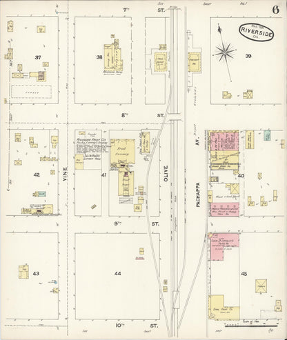 Sanborn Fire Insurance Map from Riverside, Riverside County, California (1891), Sheet #0006 - Complete Map Set gallery image, historic Sanborn map, vintage wall art, California California