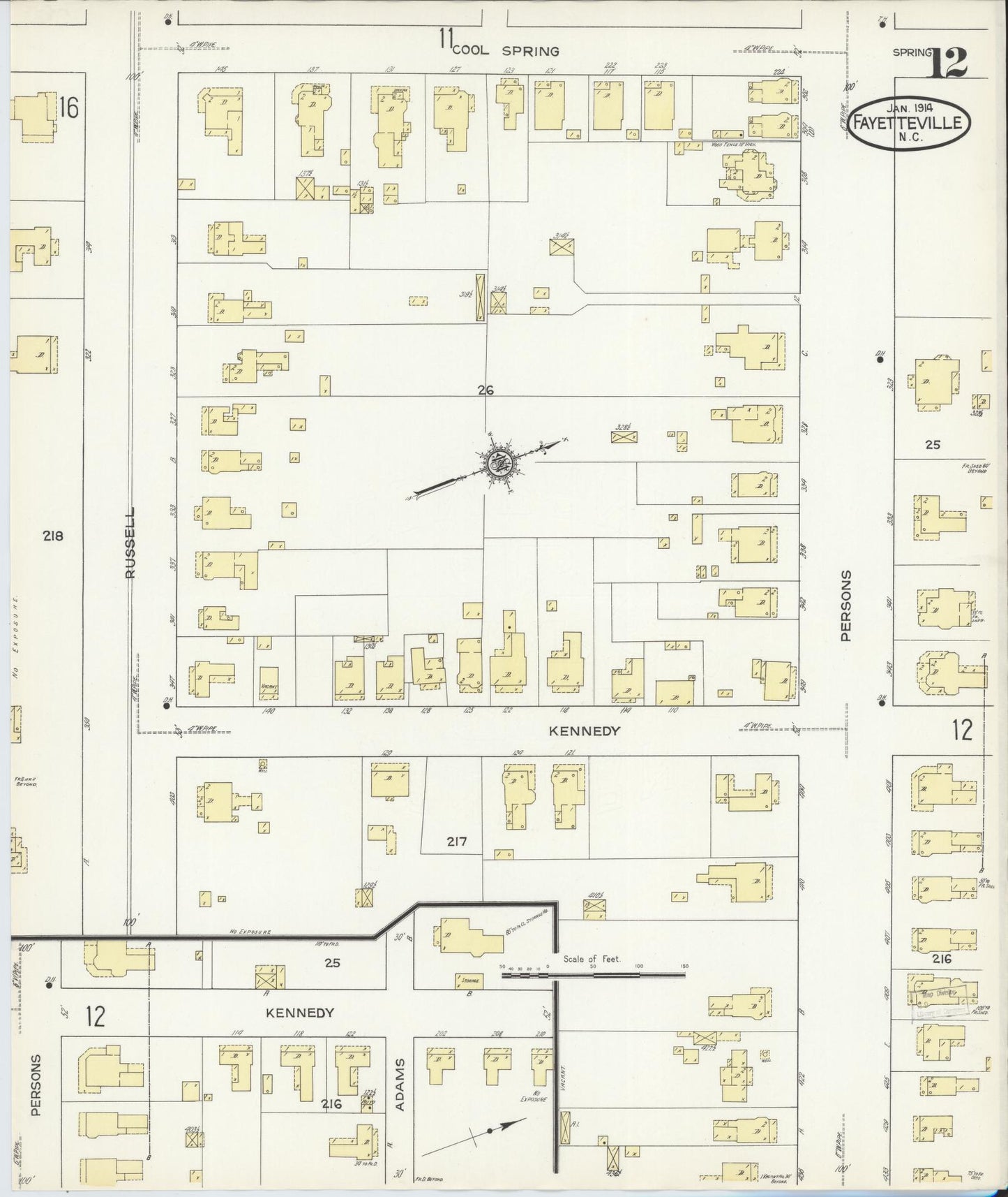 Sanborn Fire Insurance Map from Fayetteville, Cumberland County, North Carolina (1914), Sheet #0012 - Complete Map Set gallery image, historic Sanborn map, vintage wall art, North Carolina North Carolina