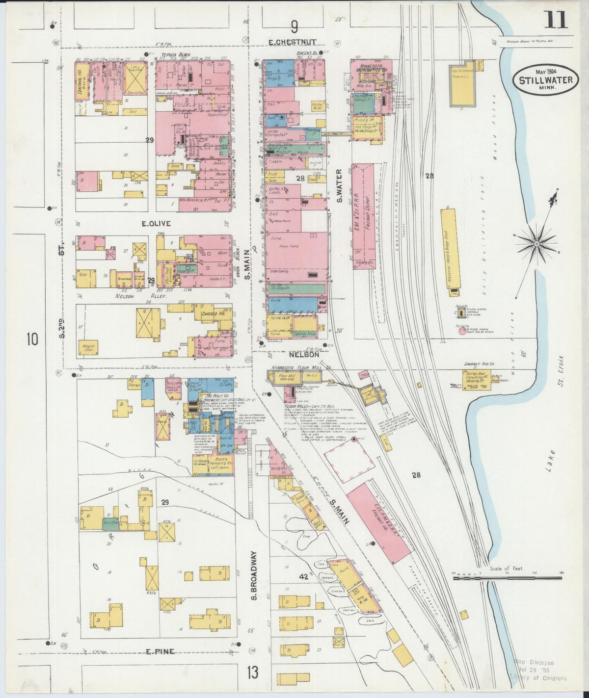 Sanborn Fire Insurance Map from Stillwater, Washington County, Minnesota (1904), Sheet #0011 - Historic Sanborn Fire Insurance Map Print, vintage old map wall art, antique decor, genealogy gift, Minnesota Minnesota map