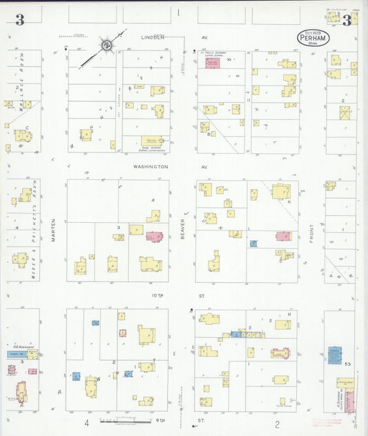 Sanborn Fire Insurance Map from Perham, Otter Tail County, Minnesota (1929), Sheet #0003 - Historic Sanborn Fire Insurance Map Print, vintage old map wall art, antique decor, genealogy gift, Minnesota Minnesota map