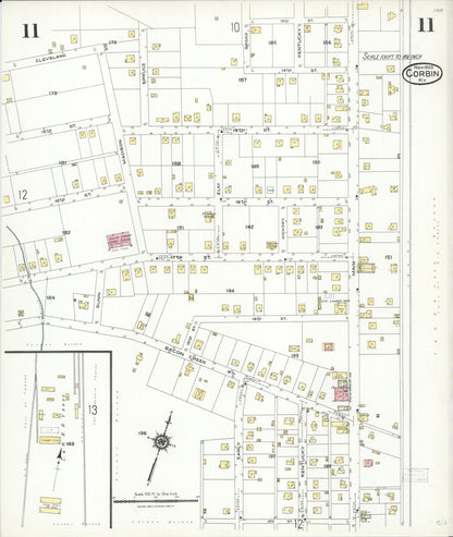 Sanborn Fire Insurance Map from Corbin, Knox and Whitley Counties, Kentucky (1923), Sheet #0011 - Complete Map Set gallery image, historic Sanborn map, vintage wall art, Kentucky Kentucky