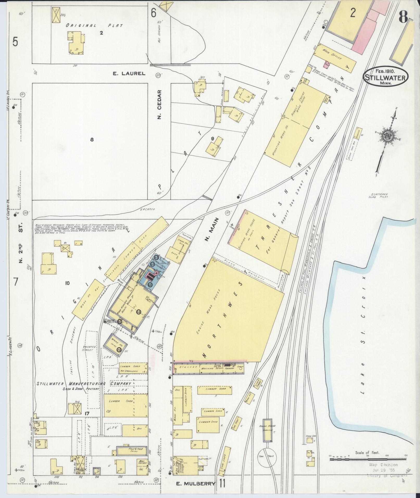 Sanborn Fire Insurance Map from Stillwater, Washington County, Minnesota (1910), Sheet #0008 - Historic Sanborn Fire Insurance Map Print, vintage old map wall art, antique decor, genealogy gift, Minnesota Minnesota map