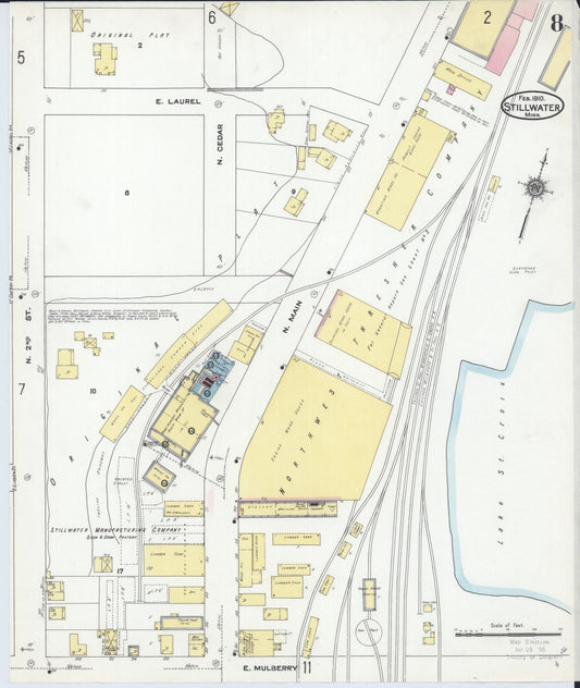 Sanborn Fire Insurance Map from Stillwater, Washington County, Minnesota (1910), Sheet #0008 - Historic Sanborn Fire Insurance Map Print, vintage old map wall art, antique decor, genealogy gift, Minnesota Minnesota map
