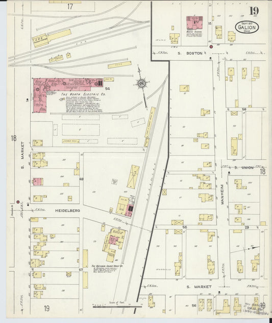 Sanborn Fire Insurance Map from Galion, Crawford County, Ohio (1913), Sheet #0019 - Historic Sanborn Fire Insurance Map Print, vintage old map wall art, antique decor, genealogy gift, Ohio Ohio map