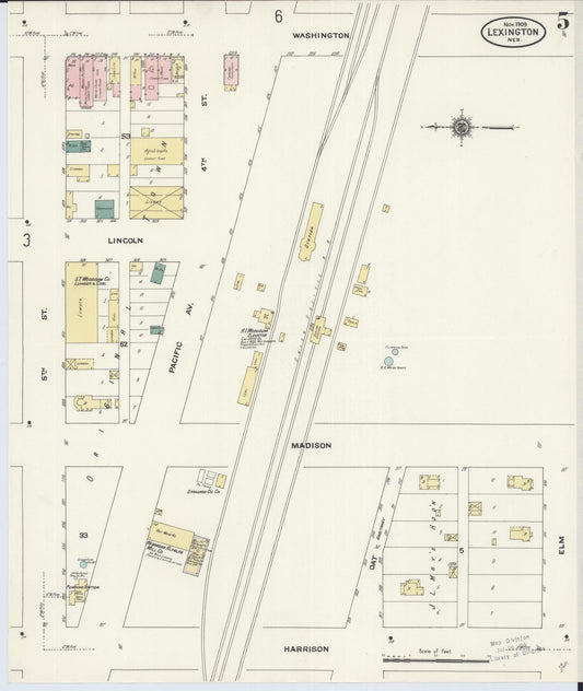Sanborn Fire Insurance Map from Lexington, Dawson County, Nebraska (1909), Sheet #0005 - Historic Sanborn Fire Insurance Map Print, vintage old map wall art, antique decor, genealogy gift, Nebraska Nebraska map