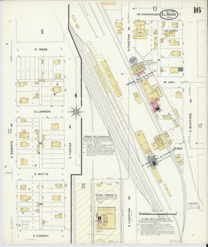 Sanborn Fire Insurance Map from El Reno, Canadian County, Oklahoma (1908), Sheet #0016 - Complete Map Set gallery image, historic Sanborn map, vintage wall art, Oklahoma Oklahoma