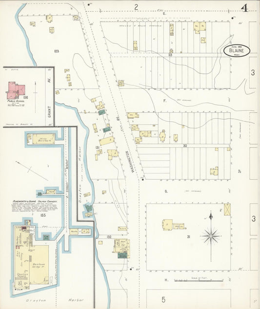 Sanborn Fire Insurance Map from Blaine, Whatcom County, Washington (1899), Sheet #0004 - Historic Sanborn Fire Insurance Map Print, vintage old map wall art, antique decor, genealogy gift, Washington Washington map