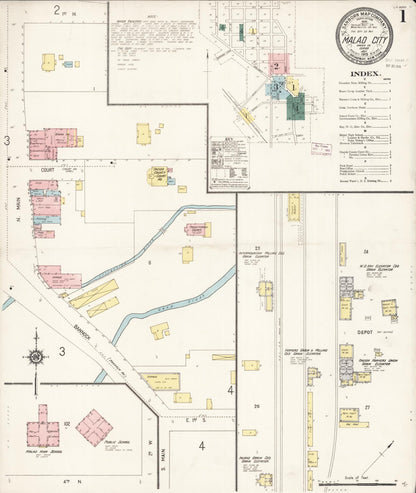 Sanborn Fire Insurance Map from Malad City, Oneida County, Idaho (1915), Sheet #0001 - Complete Map Set gallery image, historic Sanborn map, vintage wall art, Idaho Idaho