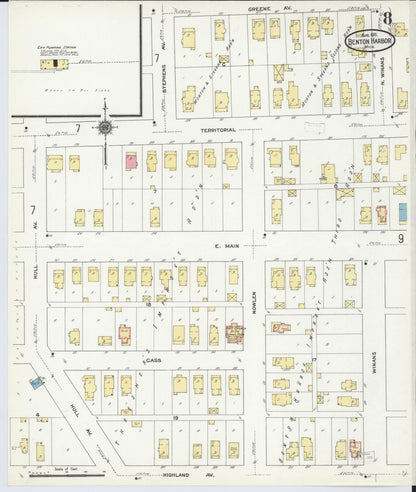 Sanborn Fire Insurance Map from Benton Harbor, Berrien County, Michigan (1911), Sheet #0008 - Historic Sanborn Fire Insurance Map Print, vintage old map wall art, antique decor, genealogy gift, Michigan Michigan map
