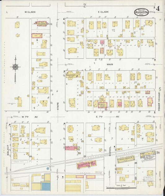Sanborn Fire Insurance Map from Augusta, Butler County, Kansas (1917), Sheet #0004 - Historic Sanborn Fire Insurance Map Print, vintage old map wall art, antique decor, genealogy gift, Kansas Kansas map