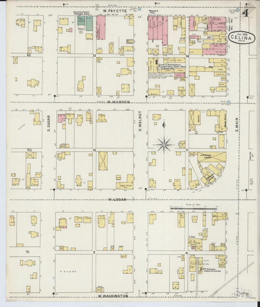 Sanborn Fire Insurance Map from Celina, Mercer County, Ohio (1895), Sheet #0004 - Historic Sanborn Fire Insurance Map Print, vintage old map wall art, antique decor, genealogy gift, Ohio Ohio map