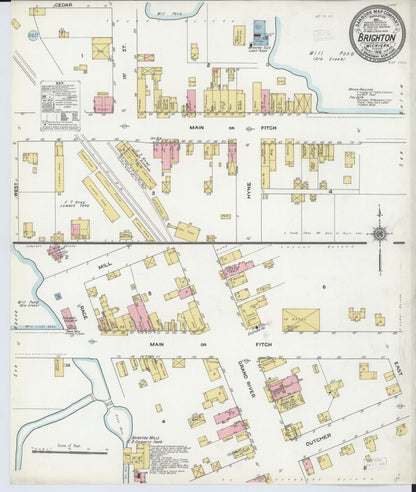 Sanborn Fire Insurance Map from Brighton, Livingston County, Michigan (1910), Sheet #0001 - Historic Sanborn Fire Insurance Map Print, vintage old map wall art, antique decor, genealogy gift, Michigan Michigan map