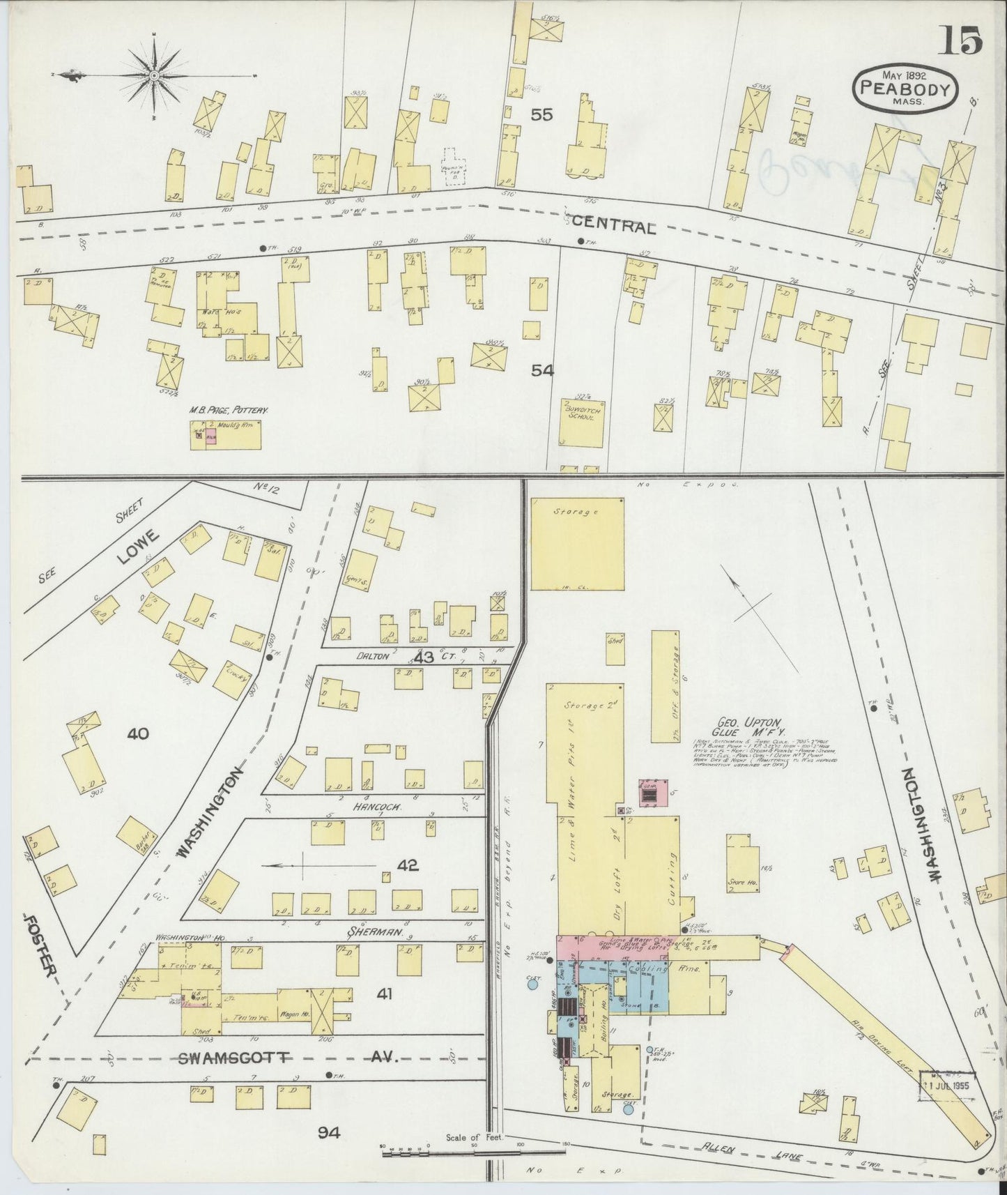 Sanborn Fire Insurance Map from Peabody, Essex County, Massachusetts (1892), Sheet #0015 - Complete Map Set gallery image, historic Sanborn map, vintage wall art, Massachusetts Massachusetts