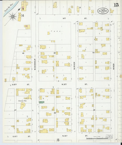 Sanborn Fire Insurance Map from Alpena, Alpena County, Michigan (1901), Sheet #0015 - Complete Map Set gallery image, historic Sanborn map, vintage wall art, Michigan Michigan