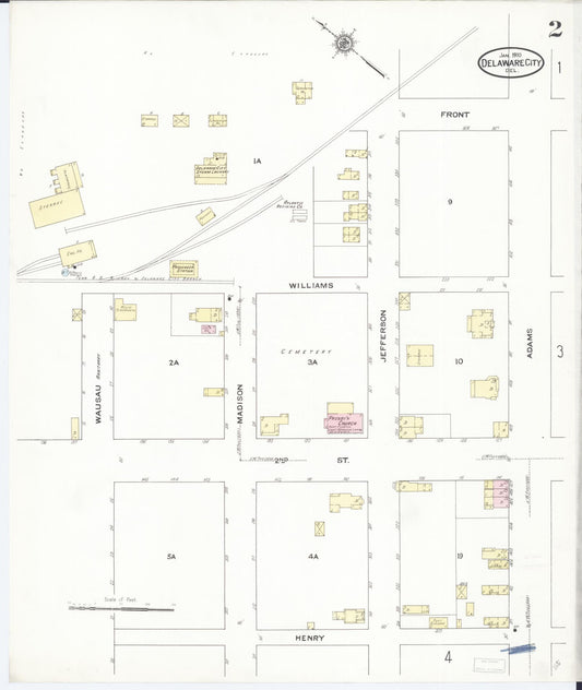Sanborn Fire Insurance Map from Delaware City, New Castle County, Delaware (1910), Sheet #0002 - Historic Sanborn Fire Insurance Map Print, vintage old map wall art, antique decor, genealogy gift, Delaware Delaware map