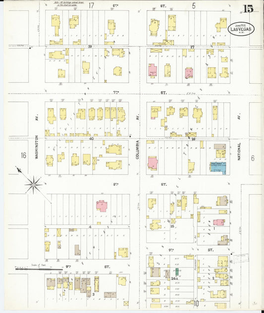 Sanborn Fire Insurance Map from Las Vegas, San Miguel County, New Mexico (1902), Sheet #0015 - Historic Sanborn Fire Insurance Map Print, vintage old map wall art, antique decor, genealogy gift, New Mexico New Mexico map
