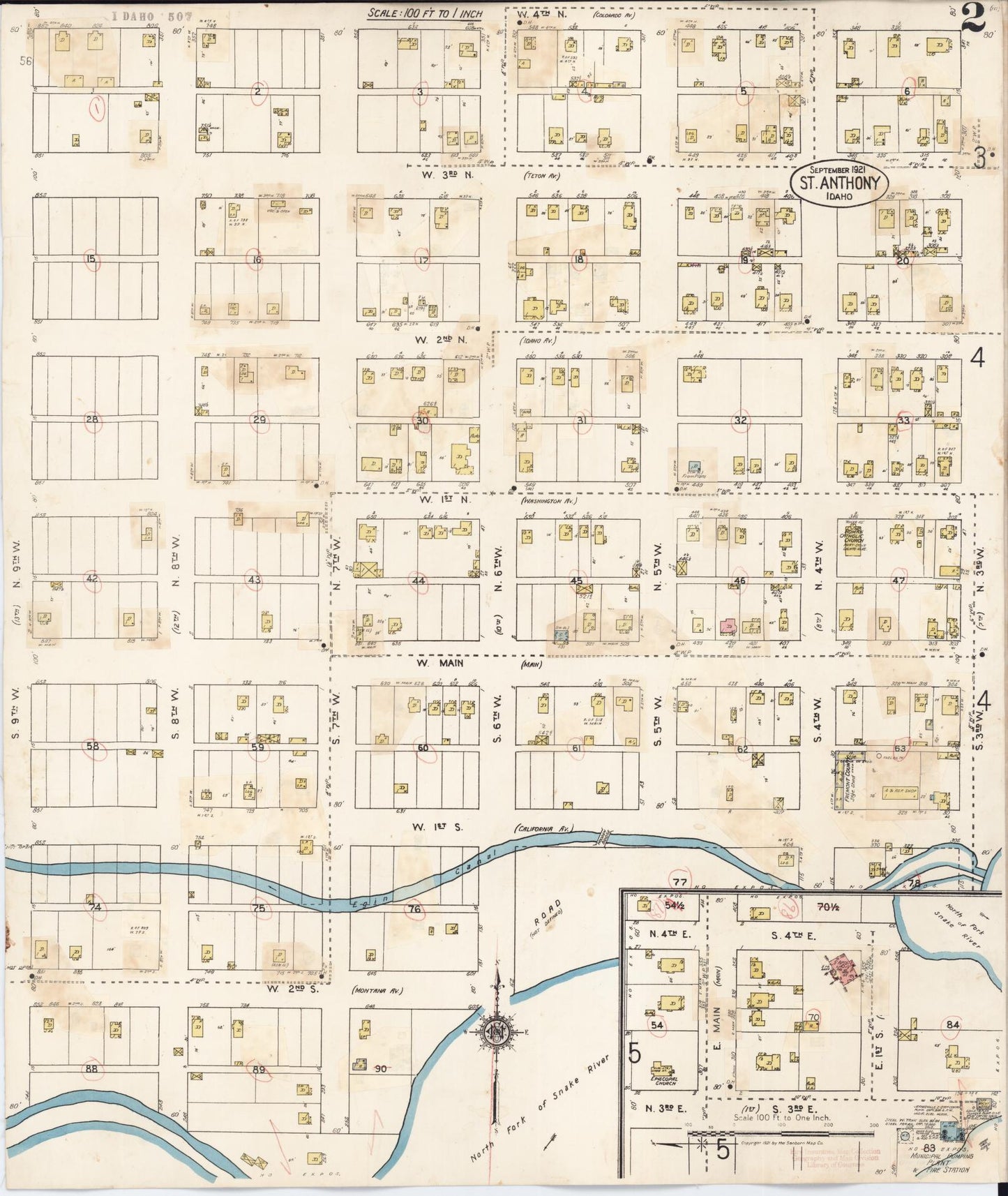 Sanborn Fire Insurance Map from Saint Anthony, Fremont County, Idaho (1944), Sheet #0002 - Historic Sanborn Fire Insurance Map Print, vintage old map wall art, antique decor, genealogy gift, Idaho Idaho map