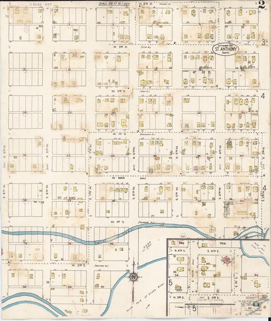 Sanborn Fire Insurance Map from Saint Anthony, Fremont County, Idaho (1944), Sheet #0002 - Historic Sanborn Fire Insurance Map Print, vintage old map wall art, antique decor, genealogy gift, Idaho Idaho map