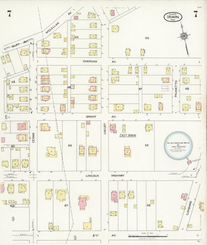 Sanborn Fire Insurance Map from Irwin, Westmoreland County, Pennsylvania (1925), Sheet #0007 - Complete Map Set gallery image, historic Sanborn map, vintage wall art, Pennsylvania Pennsylvania