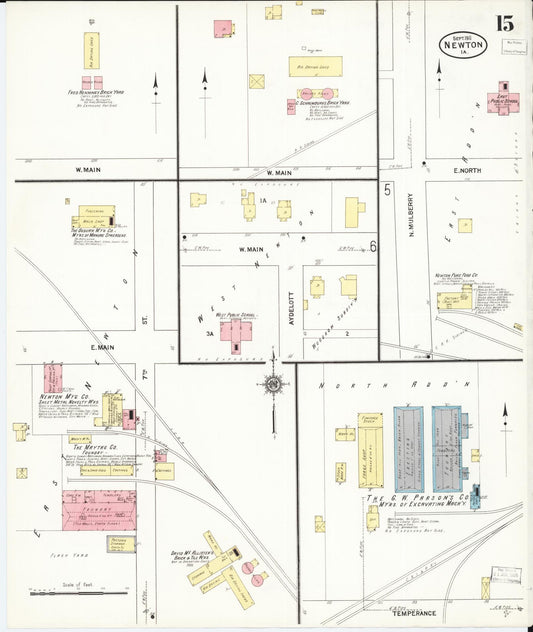 Sanborn Fire Insurance Map from Newton, Jasper County, Iowa (1911), Sheet #0015 - Historic Sanborn Fire Insurance Map Print, vintage old map wall art