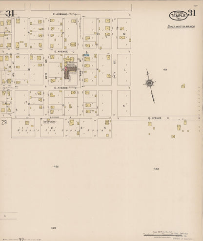 Sanborn Fire Insurance Map from Temple, Bell County, Texas (1922), Sheet #0031 - Complete Map Set gallery image, historic Sanborn map, vintage wall art, Texas Texas