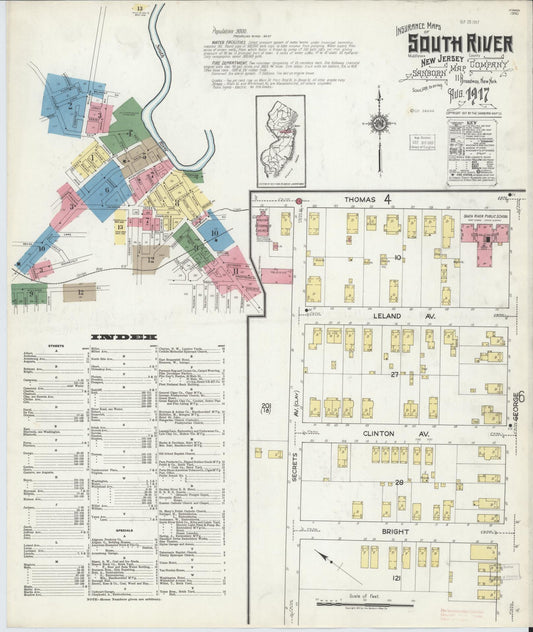 Sanborn Fire Insurance Map from South River, Middlesex County, New Jersey. (1917) – Historic Sanborn Fire Insurance Map Print