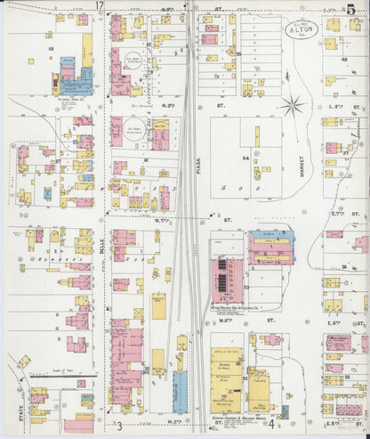 Sanborn Fire Insurance Map from Alton, Madison County, Illinois (1902), Sheet #0005 - Historic Sanborn Fire Insurance Map Print, vintage old map wall art, antique decor, genealogy gift, Illinois Illinois map