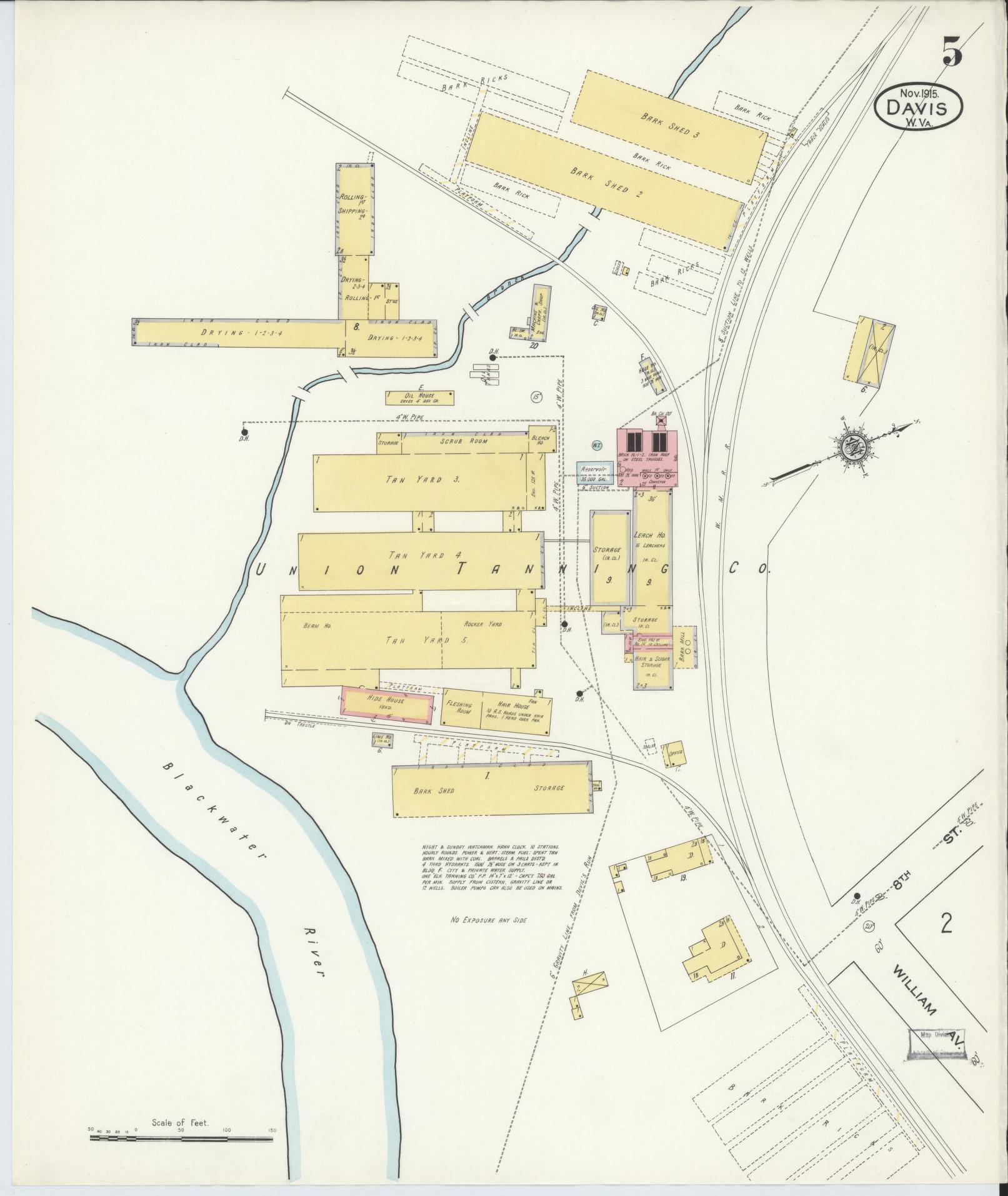 Sanborn Fire Insurance Map from Davis, Tucker County, West Virginia (1915), Sheet #0005 - Historic Sanborn Fire Insurance Map Print, vintage old map wall art, antique decor, genealogy gift, West Virginia West Virginia map