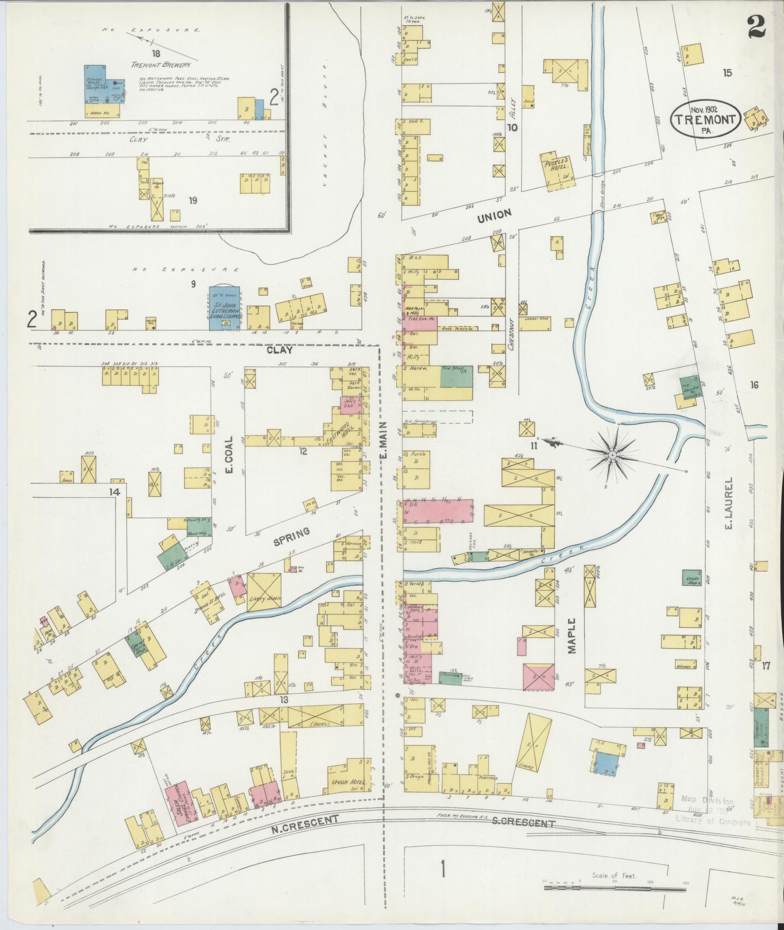 Sanborn Fire Insurance Map from Tremont, Schuylkill County, Pennsylvania (1902), Sheet #0002 - Complete Map Set gallery image, historic Sanborn map, vintage wall art, Pennsylvania Pennsylvania