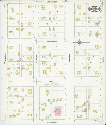 Sanborn Fire Insurance Map from Redwood Falls, Redwood County, Minnesota (1909), Sheet #0004 - Complete Map Set gallery image, historic Sanborn map, vintage wall art, Minnesota Minnesota