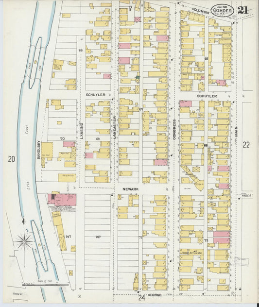 Sanborn Fire Insurance Map from Cohoes, Albany County, New York (1902), Sheet #0021 - Historic Sanborn Fire Insurance Map Print, vintage old map wall art, antique decor, genealogy gift, New York New York map