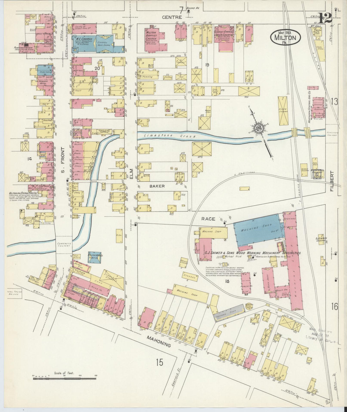 Sanborn Fire Insurance Map from Milton, Northumberland County, Pennsylvania (1913), Sheet #0012 - Complete Map Set gallery image, historic Sanborn map, vintage wall art, Pennsylvania Pennsylvania