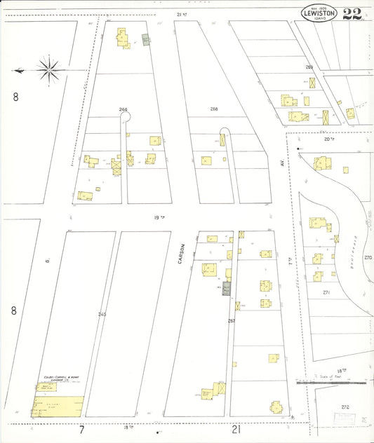 Sanborn Fire Insurance Map from Lewiston, Nez Perce County, Idaho (1909), Sheet #0022 - Historic Sanborn Fire Insurance Map Print, vintage old map wall art, antique decor, genealogy gift, Idaho Idaho map