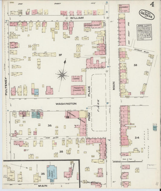 Sanborn Fire Insurance Map from Geneva, Ontario County, New York (1884), Sheet #0004 - Historic Sanborn Fire Insurance Map Print, vintage old map wall art, antique decor, genealogy gift, New York New York map