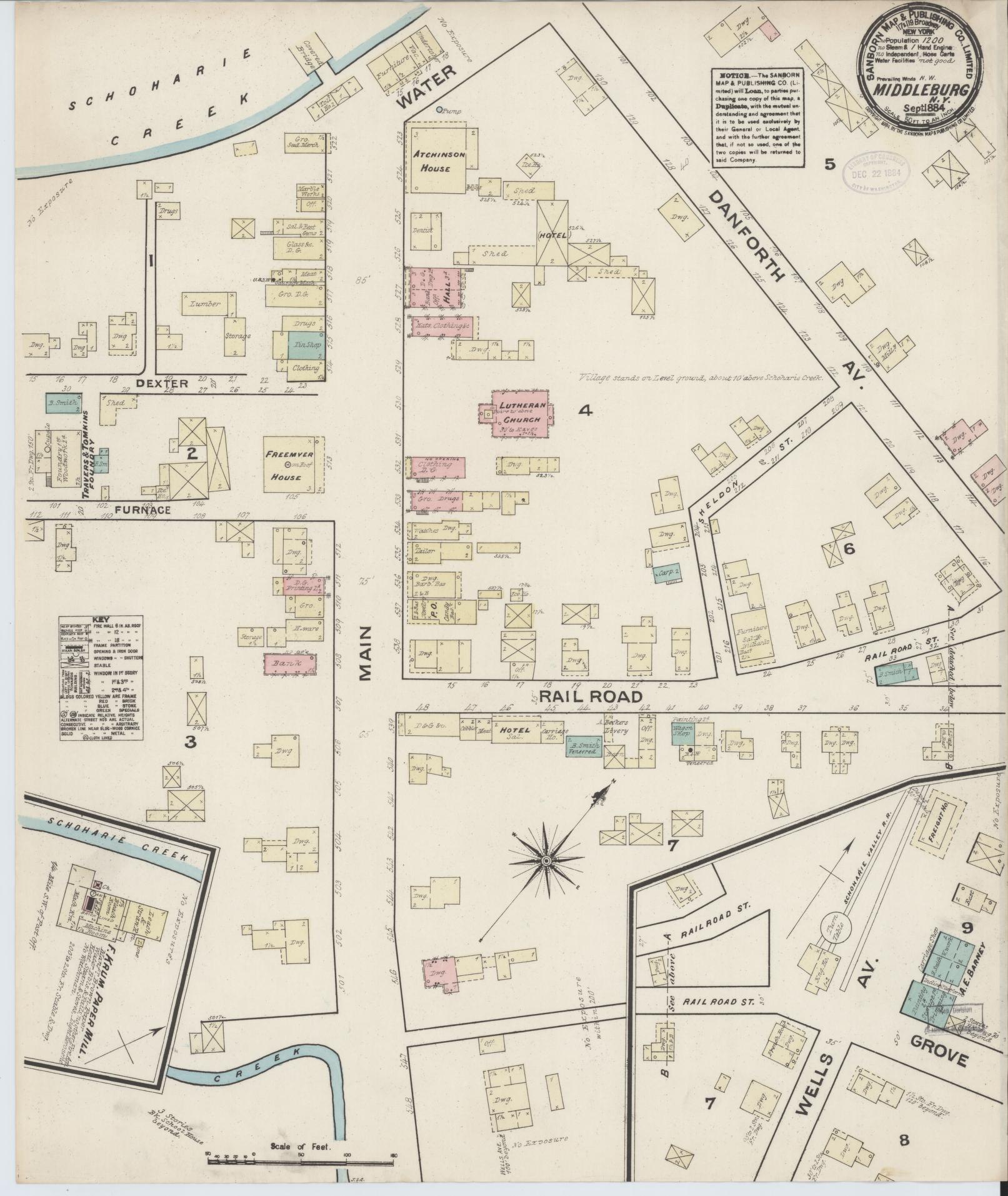 Sanborn Fire Insurance Map from Middleburgh, Schoharie County, New York. (1884) – Historic Sanborn Fire Insurance Map Print