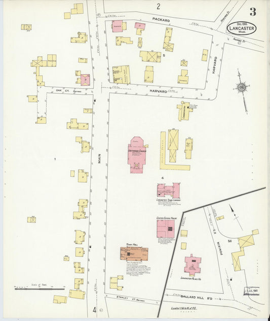 Sanborn Fire Insurance Map from Lancaster, Worcester County, Massachusetts (1910), Sheet #0003 - Historic Sanborn Fire Insurance Map Print, vintage old map wall art, antique decor, genealogy gift, Massachusetts Massachusetts map