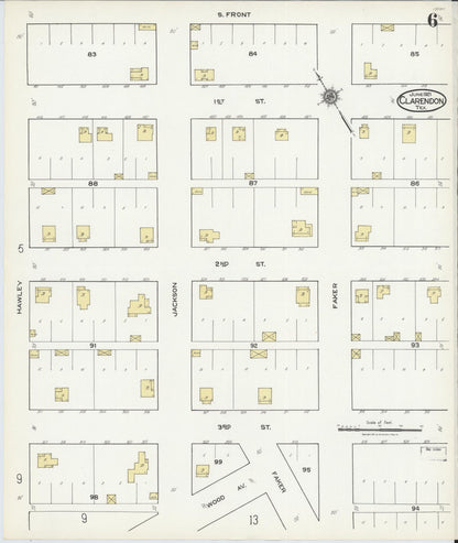Sanborn Fire Insurance Map from Clarendon, Donley County, Texas (1921), Sheet #0006 - Complete Map Set gallery image, historic Sanborn map, vintage wall art, Texas Texas