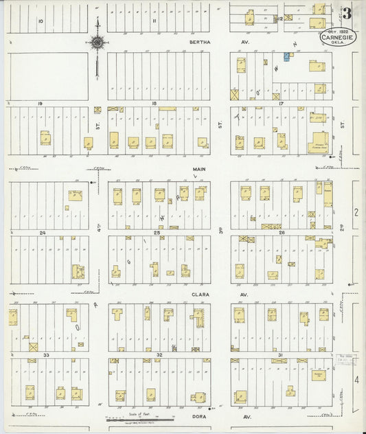 Sanborn Fire Insurance Map from Carnegie, Caddo County, Oklahoma (1922), Sheet #0003 - Historic Sanborn Fire Insurance Map Print, vintage old map wall art, antique decor, genealogy gift, Oklahoma Oklahoma map