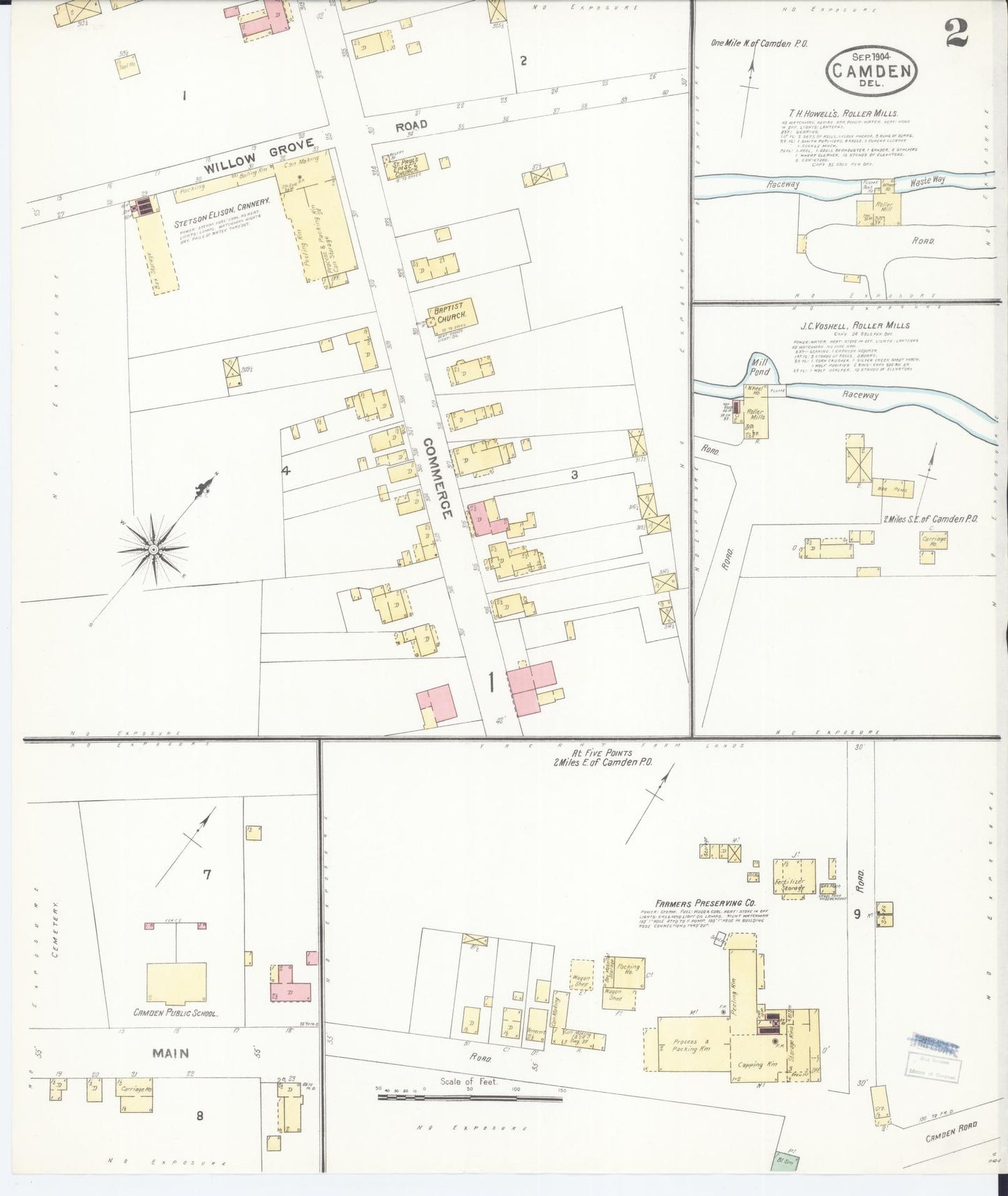 Sanborn Fire Insurance Map from Camden, Kent County, Delaware (1904), Sheet #0002 - Historic Sanborn Fire Insurance Map Print, vintage old map wall art, antique decor, genealogy gift, Delaware Delaware map