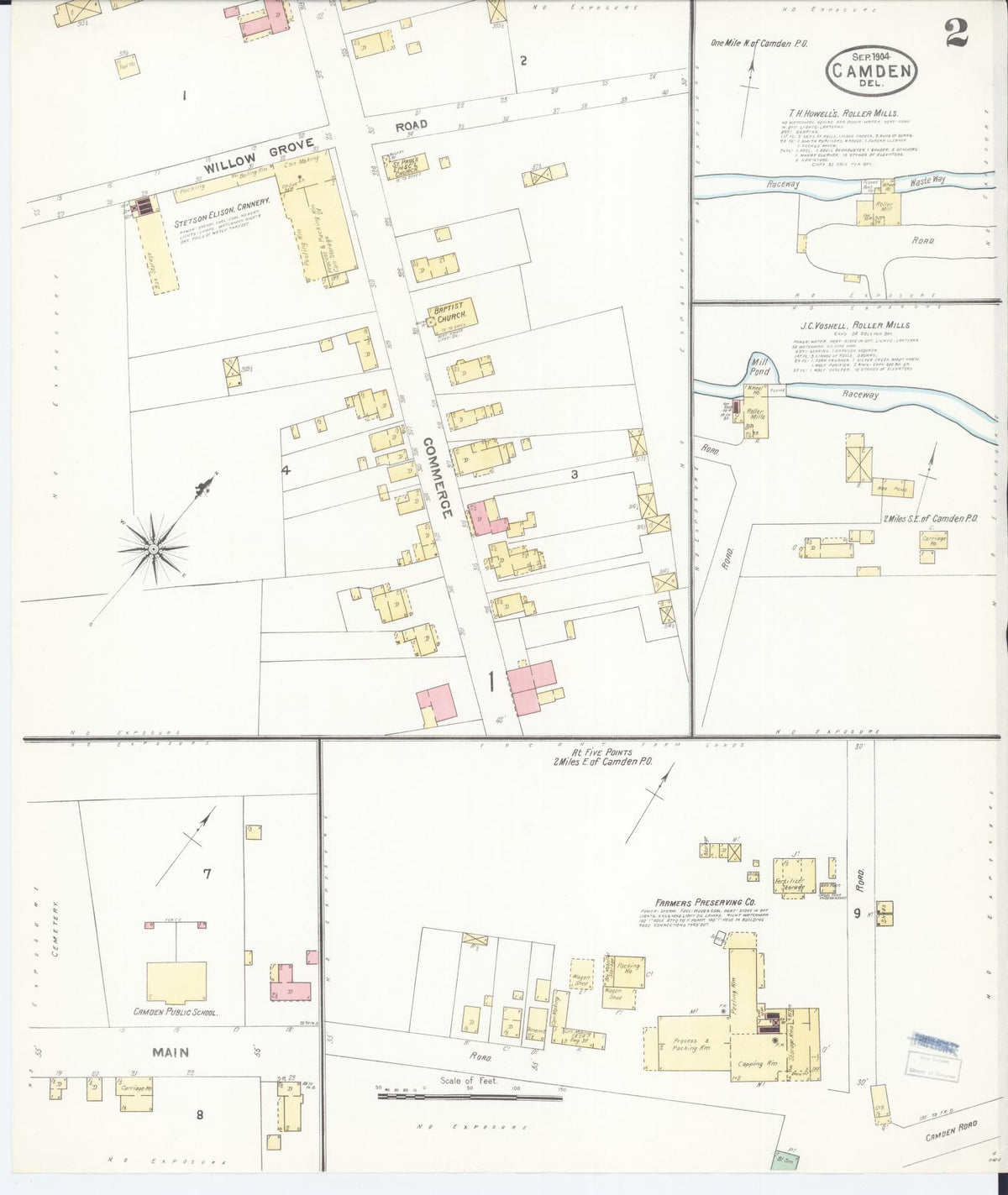 Sanborn Fire Insurance Map from Camden, Kent County, Delaware (1904), Sheet #0002 - Historic Sanborn Fire Insurance Map Print, vintage old map wall art, antique decor, genealogy gift, Delaware Delaware map