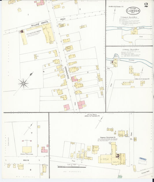 Sanborn Fire Insurance Map from Camden, Kent County, Delaware (1904), Sheet #0002 - Historic Sanborn Fire Insurance Map Print, vintage old map wall art, antique decor, genealogy gift, Delaware Delaware map