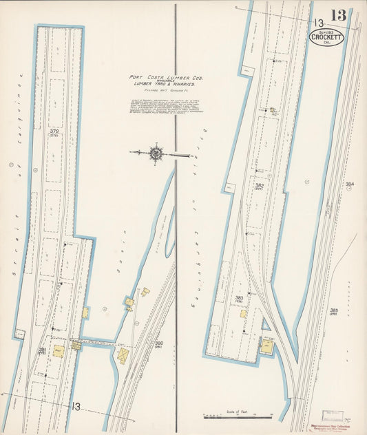 Sanborn Fire Insurance Map from Crockett, Contra Costa County, California (1913), Sheet #0013 - Historic Sanborn Fire Insurance Map Print, vintage old map wall art, antique decor, genealogy gift, California California map