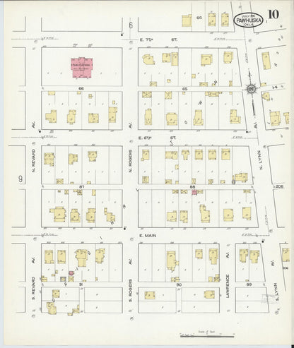 Sanborn Fire Insurance Map from Pawhuska, Osage County, Oklahoma (1916), Sheet #0010 - Complete Map Set gallery image, historic Sanborn map, vintage wall art, Oklahoma Oklahoma