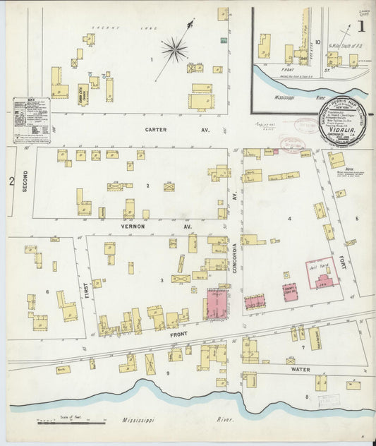 Sanborn Fire Insurance Map from Vidalia, Concordia Parish, Louisiana. (1899) – Historic Sanborn Fire Insurance Map Print